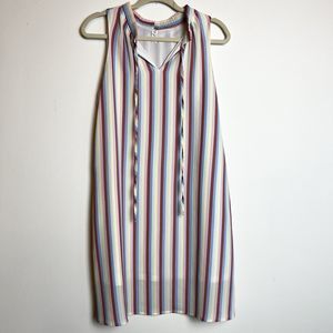 L Love Colorful Striped Sleeveless Spring Shift Dress Sz S